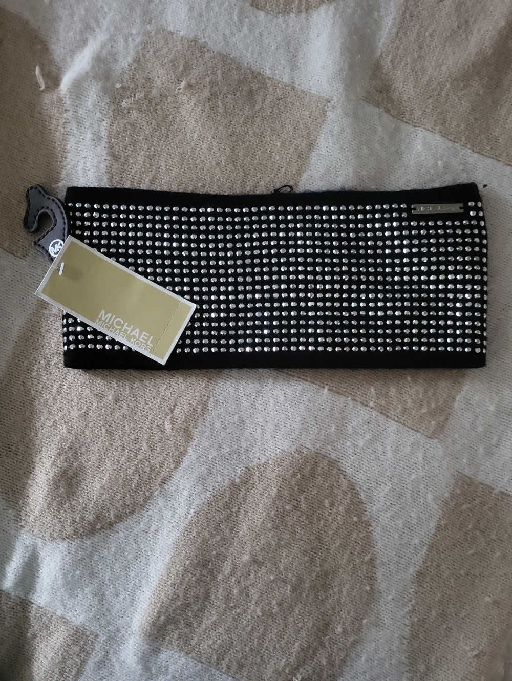NWT🖤 Michael Kors Black Rhinestone Crystal Studded Headband Warmer